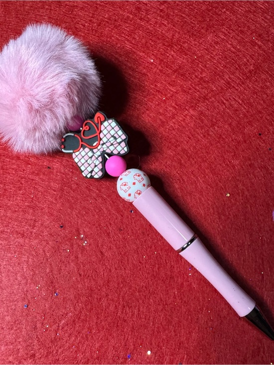 Accessories - Pink Pom-Pen with stethoscope Bow Charm for Accessories